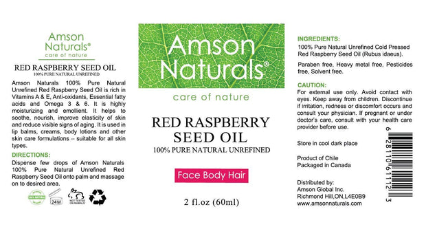 Red Raspberry Seed Oil 2oz - Amson Naturals